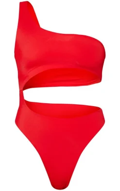 PrettyLittleThing Christmas Shop*One Shoulder Cut Out Swimsuit