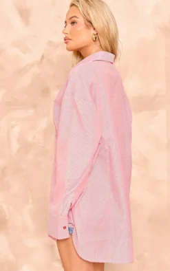 PrettyLittleThing Shirts*Pinstripe Oversized Cotton Poplin Shirt