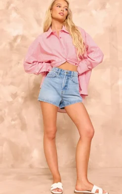 PrettyLittleThing Shirts*Pinstripe Oversized Cotton Poplin Shirt