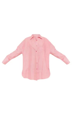 PrettyLittleThing Shirts*Pinstripe Oversized Cotton Poplin Shirt