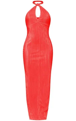 Plisse Knot Halterneck Maxi Dress-PrettyLittleThing Discount