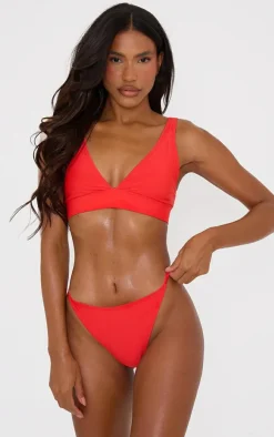 Red Plunge Mix & Match Bikini Top