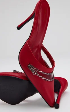 PrettyLittleThing Mules*PU Point Toe Vinyl High Stiletto Heeled Mules
