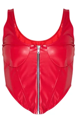 PrettyLittleThing Corsets*PU Under Bust Detail Zip Up Front Boned Corset