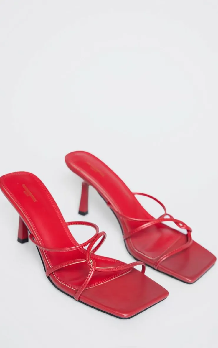 PrettyLittleThing Mules*PU Wide Fit Cross Over Strap Heeled Mules