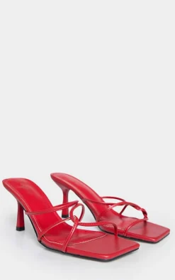 PrettyLittleThing Mules*PU Wide Fit Cross Over Strap Heeled Mules