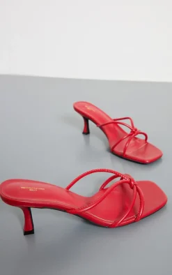 PrettyLittleThing Wide Fit Heels*Pu Wide Fit Square Toe Knotted Heeled Mules