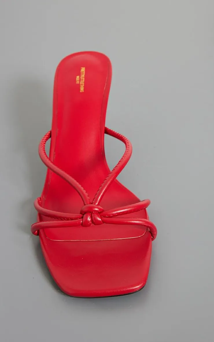 PrettyLittleThing Wide Fit Heels*Pu Wide Fit Square Toe Knotted Heeled Mules