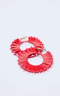 PrettyLittleThing Hoop Earrings*Raffia Beaded Hoop Earrings