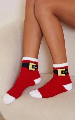 PrettyLittleThing Socks*Santa Belt Fluffy Sleep Socks