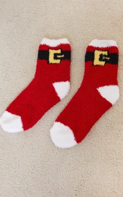 PrettyLittleThing Socks*Santa Belt Fluffy Sleep Socks