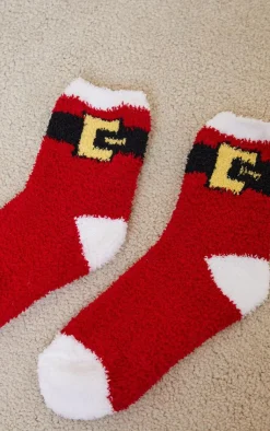 PrettyLittleThing Socks*Santa Belt Fluffy Sleep Socks