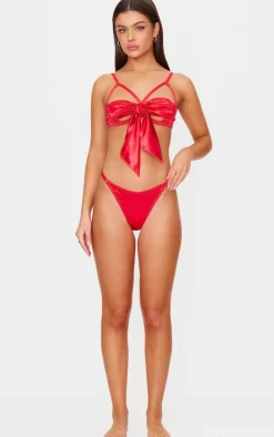 PrettyLittleThing Christmas Gifts*Satin Bow Tie Underwi Lingerie Set