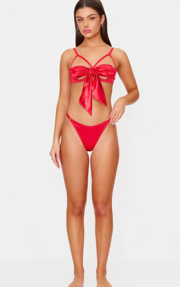 PrettyLittleThing Christmas Gifts*Satin Bow Tie Underwi Lingerie Set