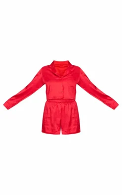 PrettyLittleThing Christmas Day Outfits*Satin Cropped Short Pj Set