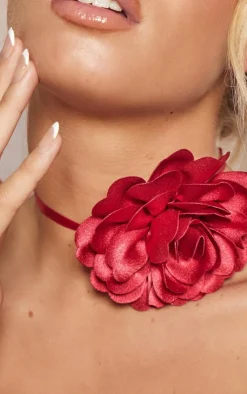 PrettyLittleThing Necklaces*Satin Flower Tie Ribbon Choker