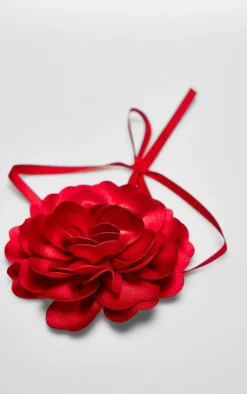 PrettyLittleThing Necklaces*Satin Flower Tie Ribbon Choker