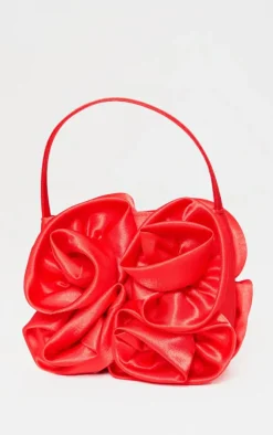 PrettyLittleThing Party Bags*Satin Rose Detail Handbag