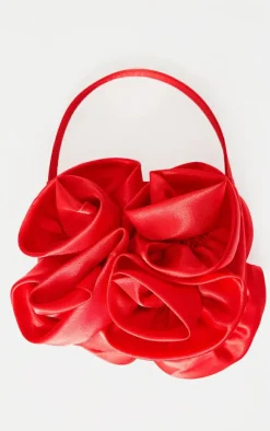 PrettyLittleThing Party Bags*Satin Rose Detail Handbag