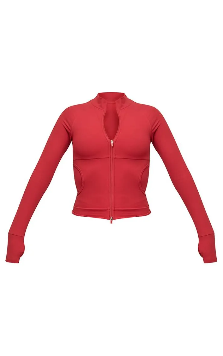 PrettyLittleThing Athletic Jackets*Sculpt Pocket Front Double Zip Up Jacket