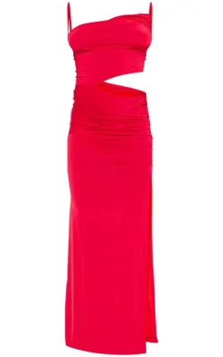 Slinky Cowl Side Cut Out Detail Strappy Maxi Dress-PrettyLittleThing Clearance