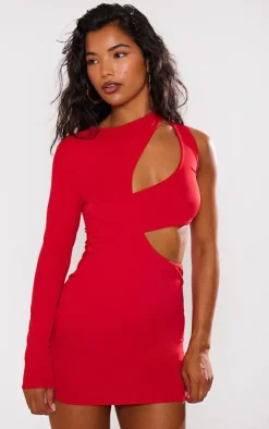 Slinky Extreme Cut Out One Sleeve Mini Dress-PrettyLittleThing New
