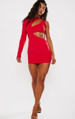 Slinky Extreme Cut Out One Sleeve Mini Dress-PrettyLittleThing New