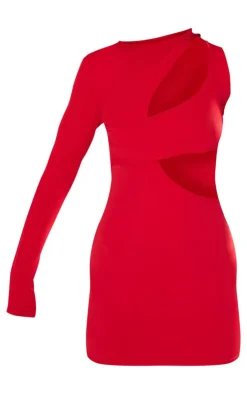 Slinky Extreme Cut Out One Sleeve Mini Dress-PrettyLittleThing New