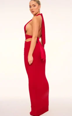 Slinky Extreme Plunge Maxi Dress-PrettyLittleThing Outlet