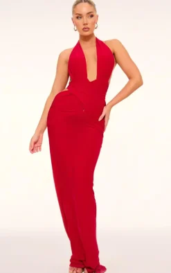 Slinky Extreme Plunge Maxi Dress-PrettyLittleThing Outlet