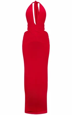 Slinky Extreme Plunge Maxi Dress-PrettyLittleThing Outlet