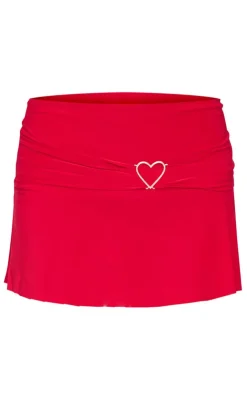 Slinky Jersey Heart Detail Floaty Mini Skirt-PrettyLittleThing Hot