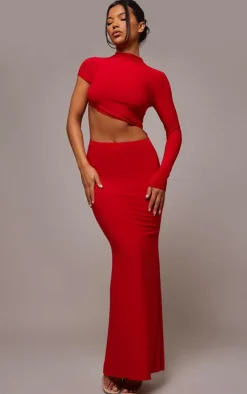 Slinky One Shoulder Cut Out Maxi Dress-PrettyLittleThing Clearance