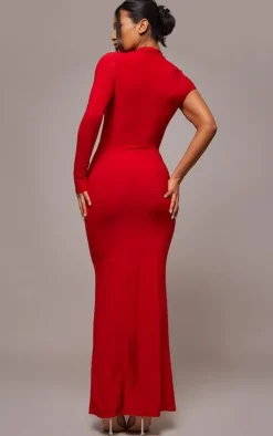 Slinky One Shoulder Cut Out Maxi Dress-PrettyLittleThing Clearance
