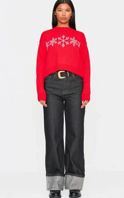 PrettyLittleThing Sweaters*Snowflake Cropped Christmas Sweater