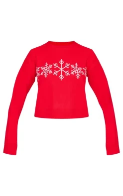 PrettyLittleThing Sweaters*Snowflake Cropped Christmas Sweater