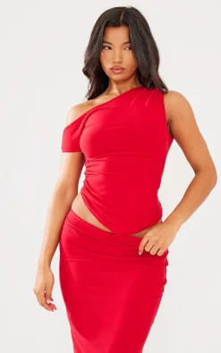 Hot PrettyLittleThing Soft Touch Low Rise Maxi Skirt Red