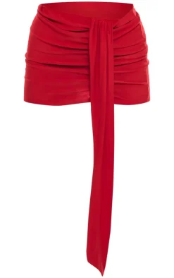 Best PrettyLittleThing Soft Touch Ruched Drape Front Mini Skirt Red
