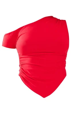 Outlet PrettyLittleThing Soft Touch Sleeveless Asymmetric Hem Top Red
