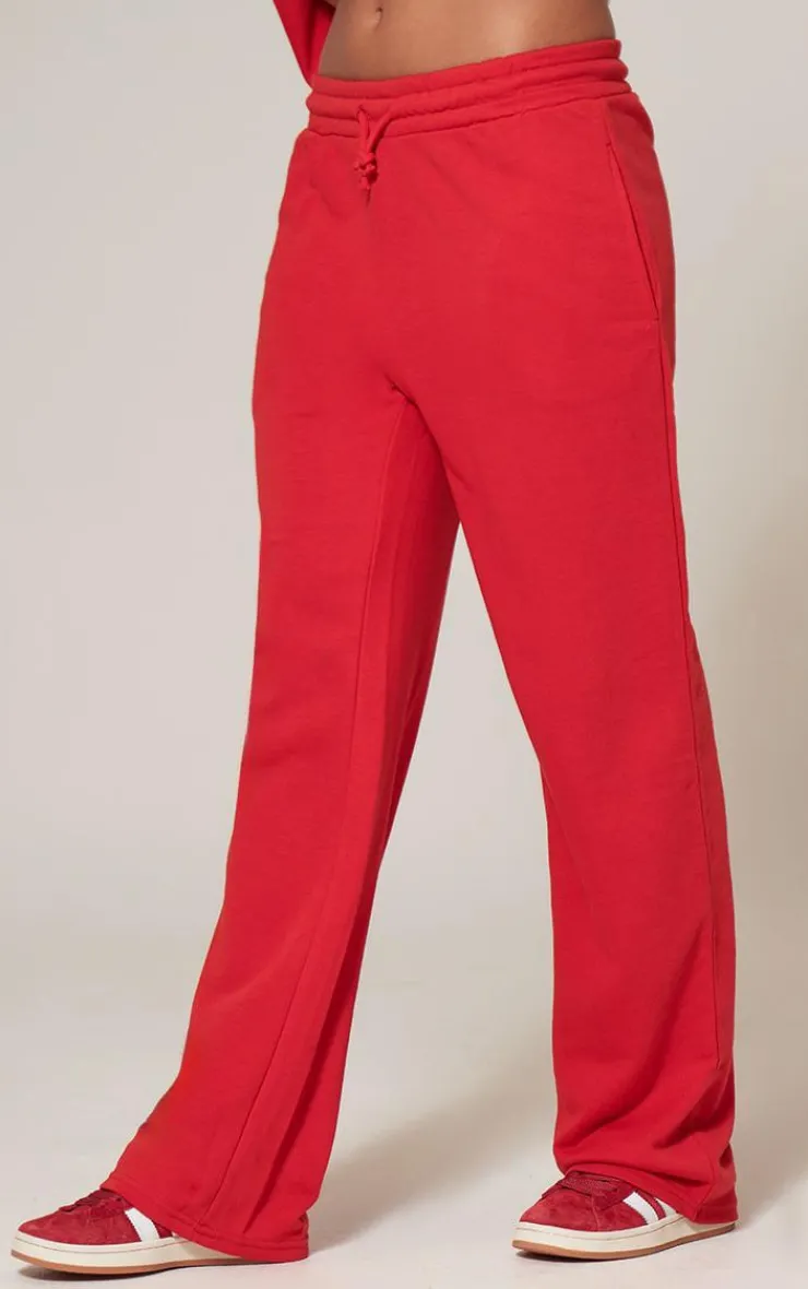 Sale PrettyLittleThing Straight Leg Sweatpants Red
