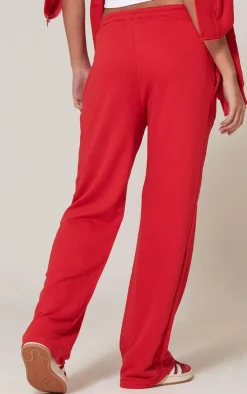 Sale PrettyLittleThing Straight Leg Sweatpants Red