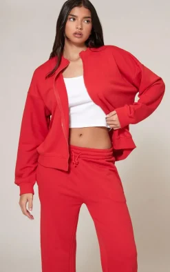 Sale PrettyLittleThing Straight Leg Sweatpants Red