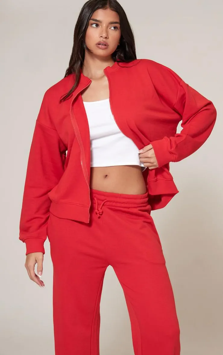 Sale PrettyLittleThing Straight Leg Sweatpants Red