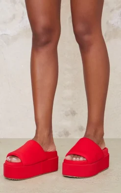 PrettyLittleThing Chunky Sandals*Stretch Lycra Round Toe Extra Chunky Platform Sandals