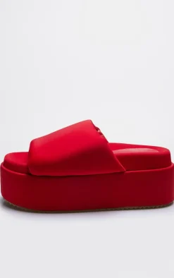 PrettyLittleThing Chunky Sandals*Stretch Lycra Round Toe Extra Chunky Platform Sandals