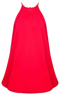 Stretch Woven High Neck Puff Ball Dress-PrettyLittleThing New