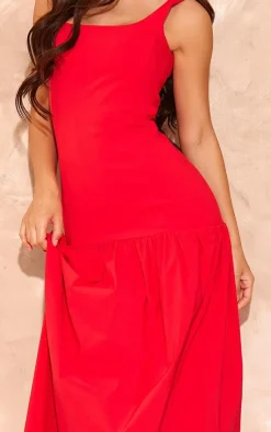 Stretch Woven Puff Hem Midi Dress-PrettyLittleThing Outlet
