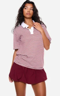 PrettyLittleThing T-Shirts*Striped Colla Oversized T Shirt