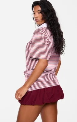 PrettyLittleThing T-Shirts*Striped Colla Oversized T Shirt