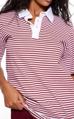 PrettyLittleThing T-Shirts*Striped Colla Oversized T Shirt